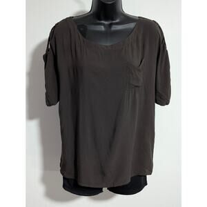 Love 21  Brown Short Sleeve Top Loose Fitting Blouse Size Medium